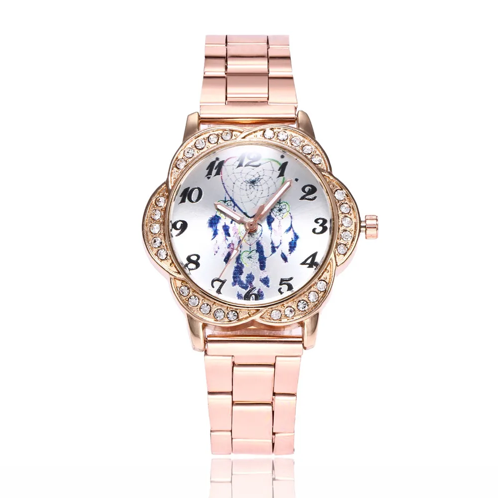 

New Women Fashion Alloy Band Brand Ladies Watch Clock Round Rhinestone Dial Watch Analog Quartz Wrist Watch Zegarek Damski #A