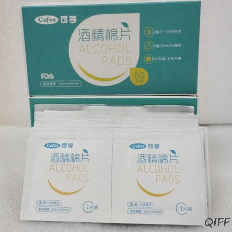 

50Pcs/Box Disposable Medical Sterilization Alcohol Pads Disinfection Sheet Skin Cleaning Wet Wipes Portable Individually Package