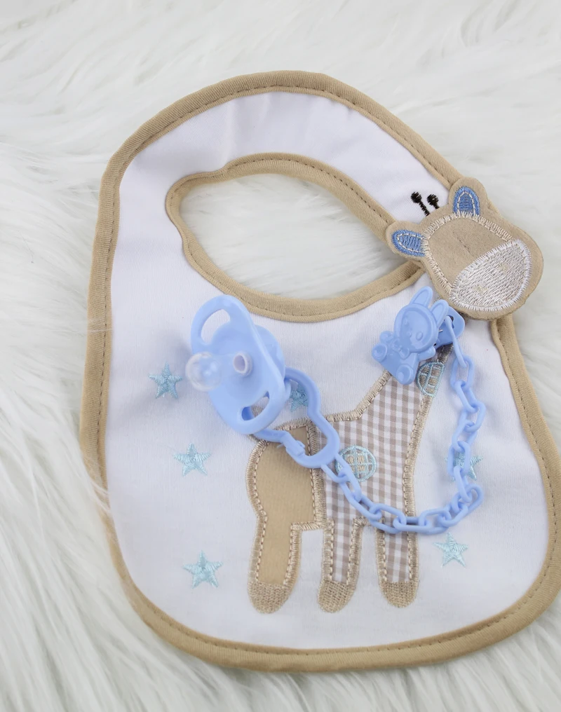 Pacifier and waterproof bib set for reborn baby doll handmade lovely