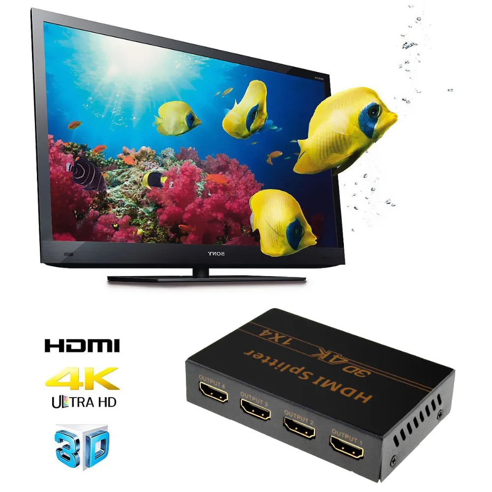 HDMI сплиттер 1X2/1X4/1X8 Ultra HD 4K Full HD 1080P сплиттер HDMI 1 в 2/4/8 выход видео сплиттер для DVD HD tv PS3 Xbox