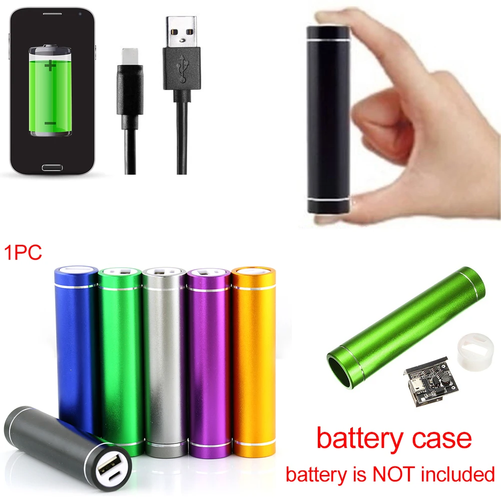 

Cylinder Box Jacking Mobile Phone Aluminium Alloy Power Bank Case Universal DIY Battery Charger USB No Welding 2600MAH
