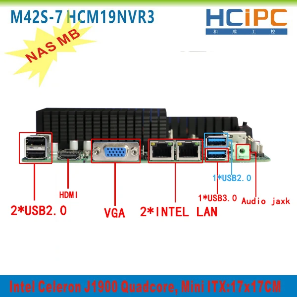 HCIPC M42S-7 HCM19NVR3, 12SATAIII портов, 2 Гига LAN, 1* COM, 8* USB2.0, VGA+ HDMI, ATX, Mini ITX материнская плата, 13SATAIII NAS ITX материнская плата