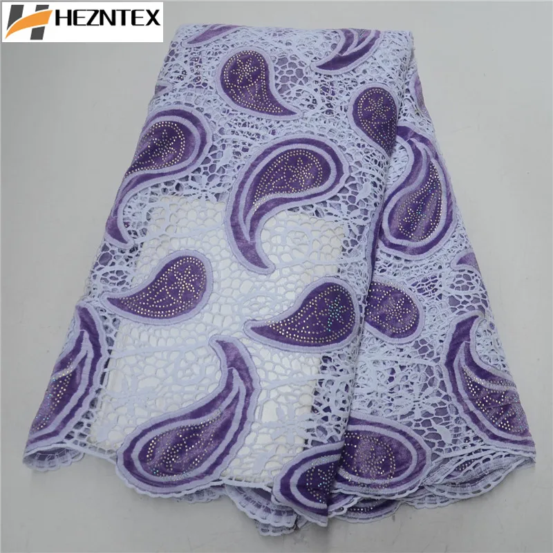 

African Cord Lace Fabric High Quality Milk Silk Nigeria Wedding Dress Lace With Velvet And Stones Guipure Lace Fabric PSA570-1