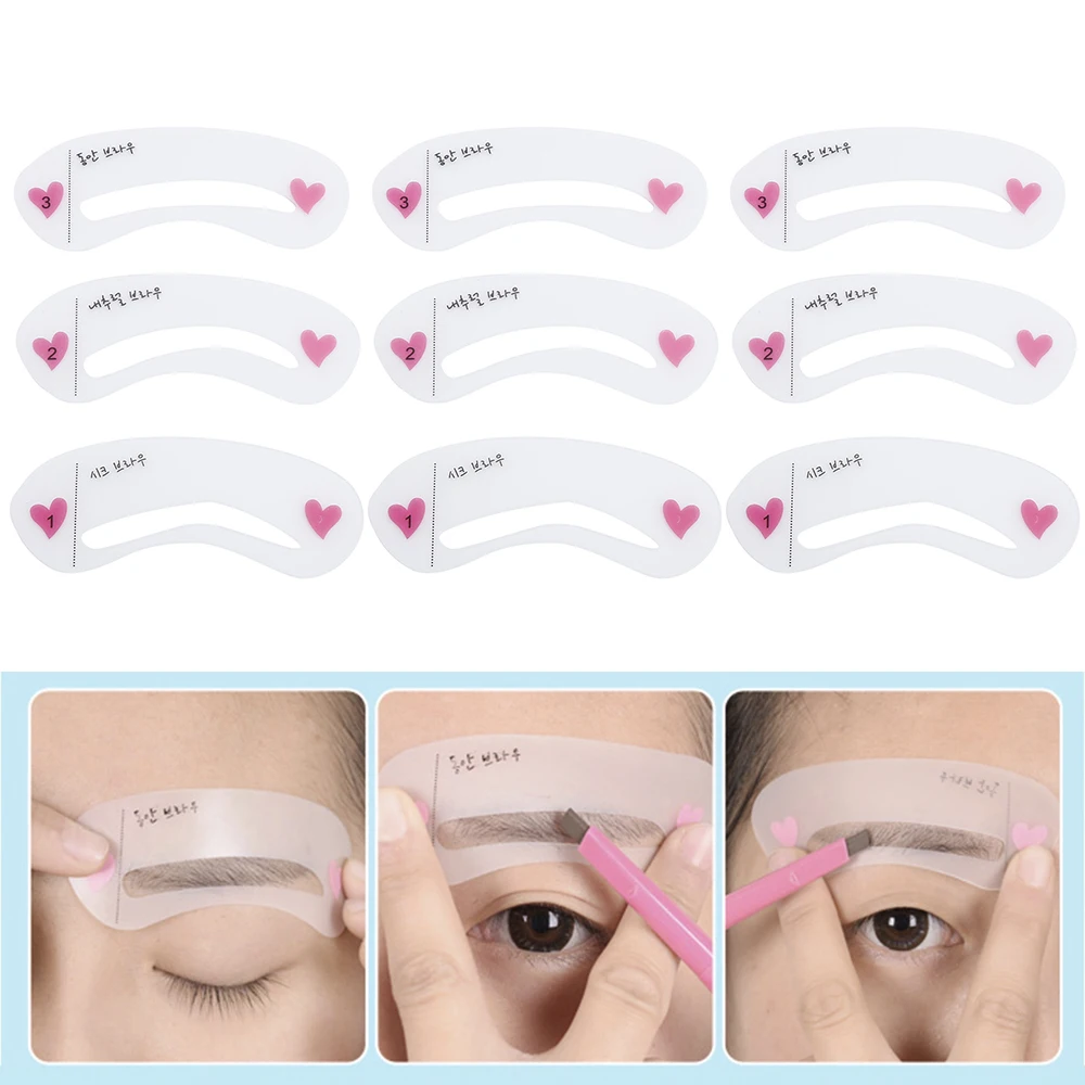 Buy 9 PCS Reusable Eyebrow Stencil Set Drawing Guide