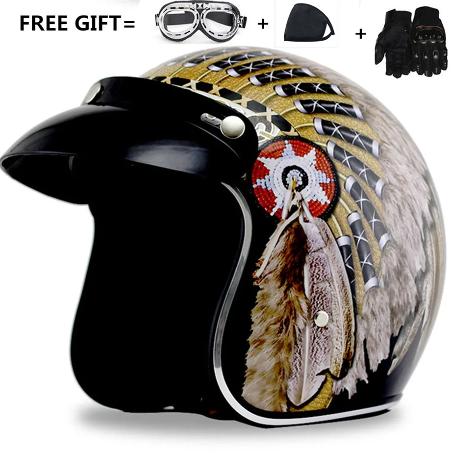 

Three gift harley casco moto vintage motorcycle helmet jet capacetes de motociclista vespa cascos para moto cafe racer open face