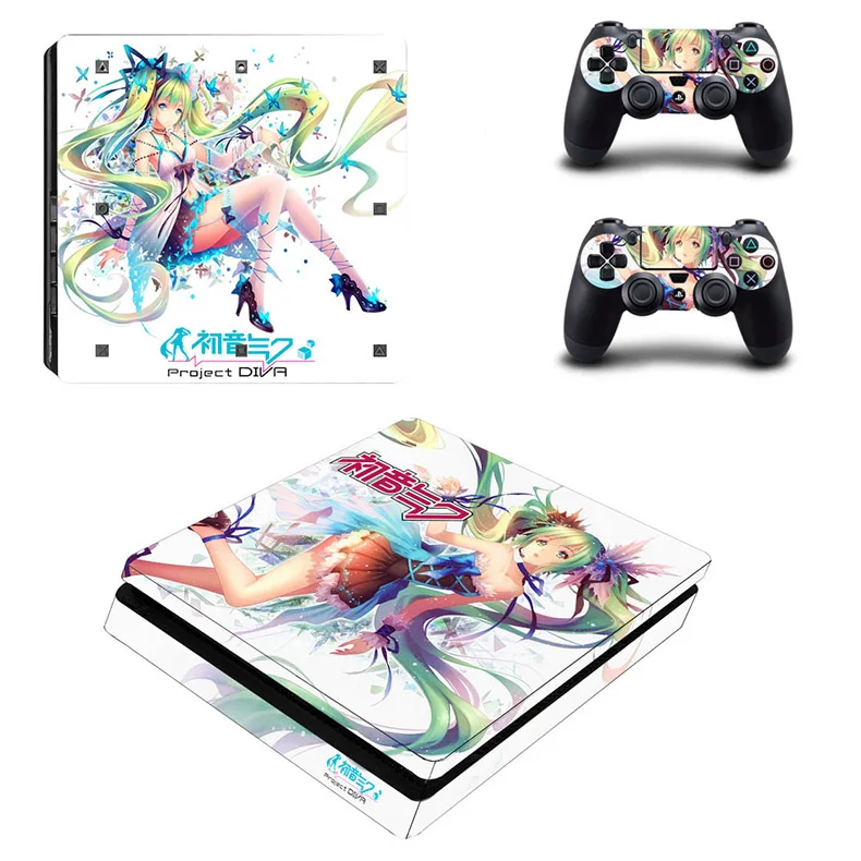 Hatsune Miku проект Diva PS4 тонкий стикер кожи виниловые наклейки для Sony Playstation4 PS 4 тонкая консоль и контроллер - Цвет: YSP4S-0518