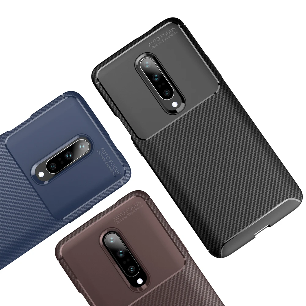 cheap Rugged Soft Phone Case for OnePlus 7 Pro 6T 6 Cases Carbon Fiber Texture Slim Shell Full Protective Shockproof Cover Coque