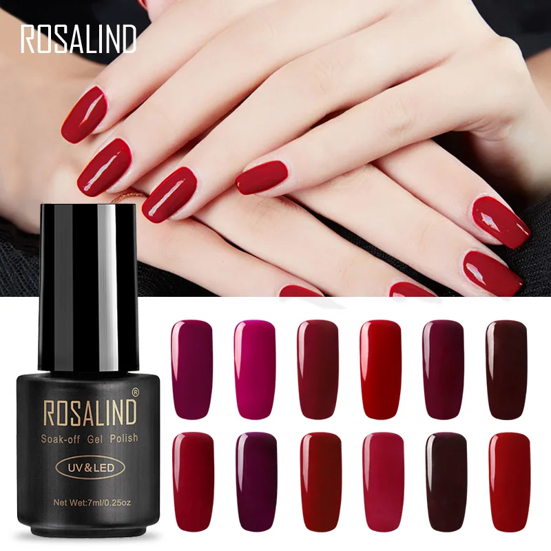ROSALIND 7 мл красный цвет серии Гель-лак для ногтей UV LED отмачиваемый гель лак Vernis