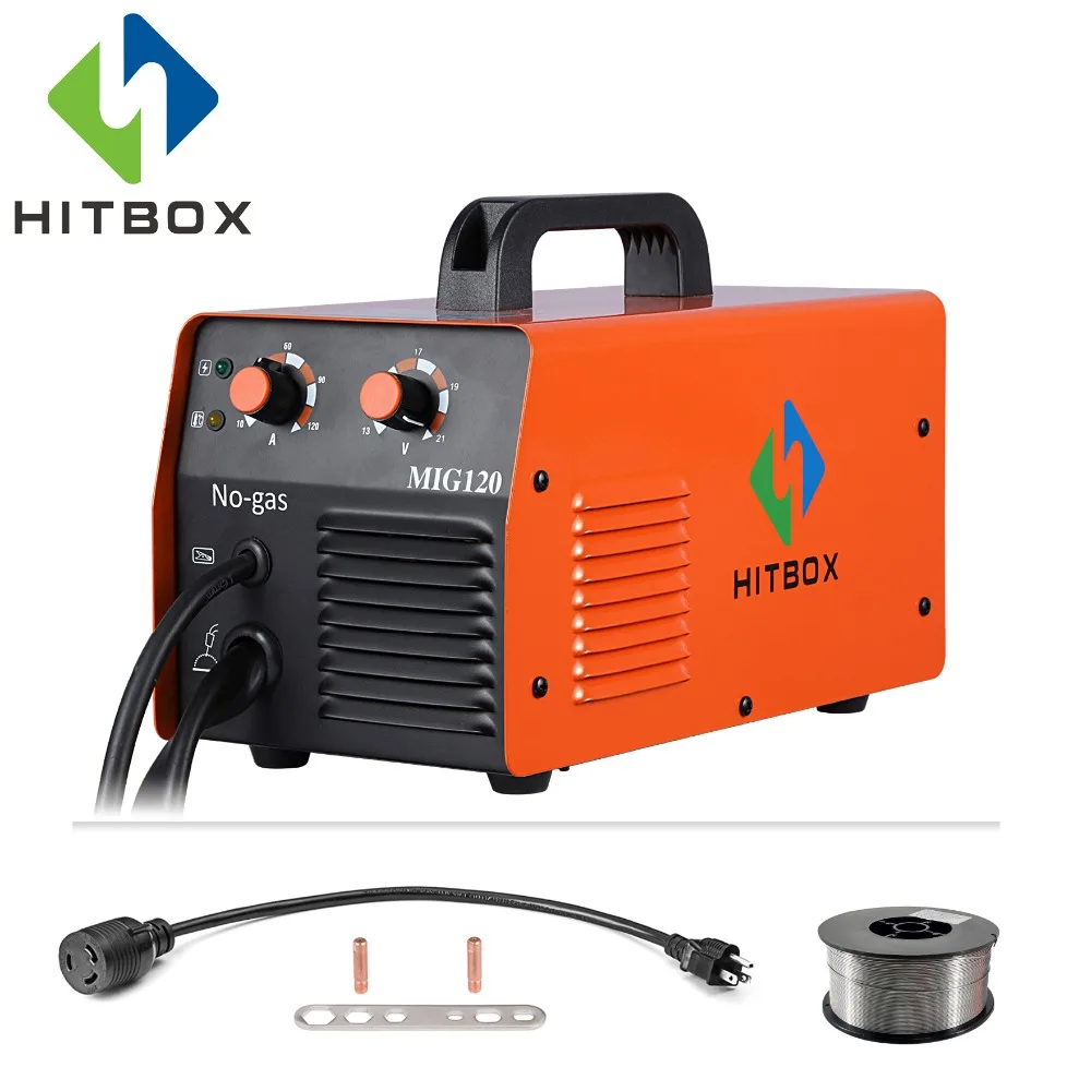 HITBOX Mig Welder Gasless 220V MIG1200 Mag Welders Iron Steel Welding Equipment MIG MAG Welding Machine Portable Welder
