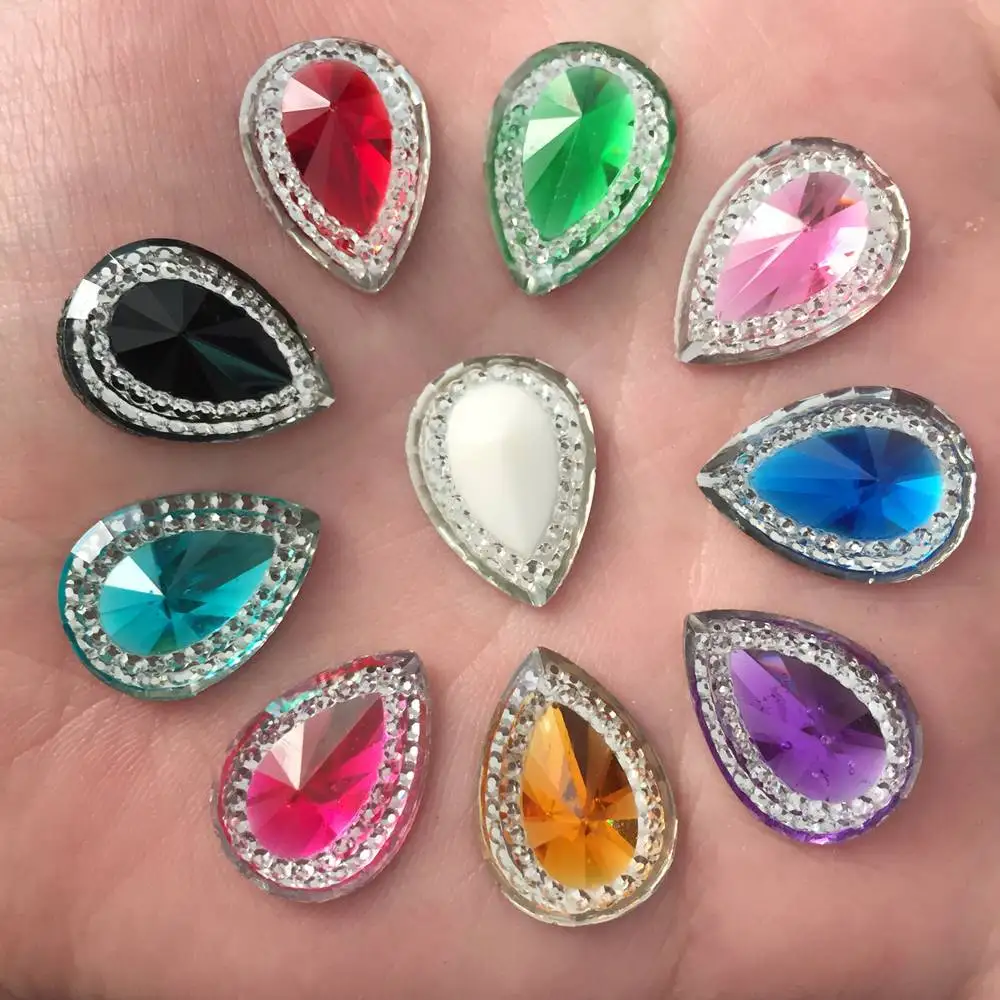 

DIY 40pcs drop Resin 13*18mm Flatback Craft Appliques/Wedding decoration Crafts D31*2