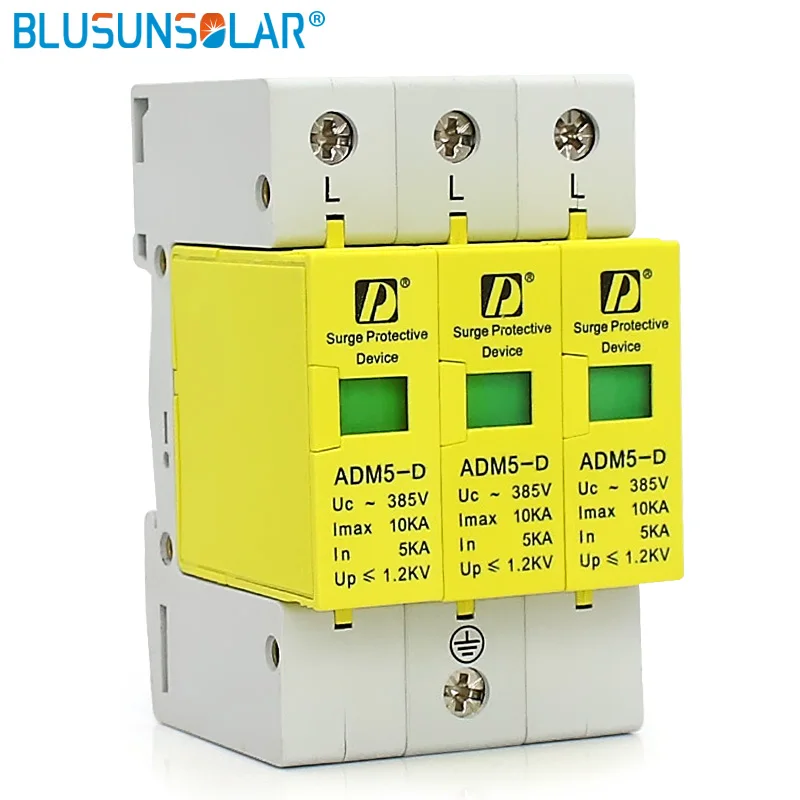 SPD 3P 5KA ~ 10KA 385V AC класс D дом Защита от перенапряжения защитное Низковольтное