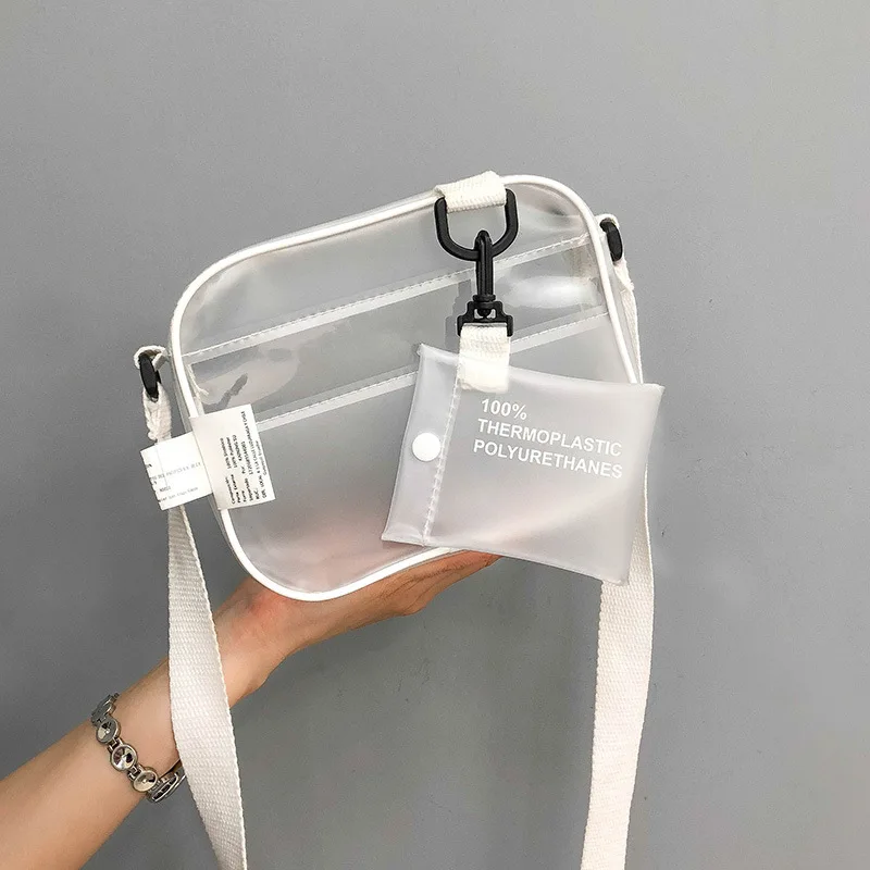 

2018 new Transparent matte beach small square bag cute point Korean simple art single shoulder slung packet