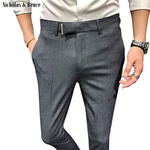 N& B мужские брюки приталенные мужские серые брюки официальные деловые брюки мужские брюки длиной до щиколотки классический костюм брюки SR38