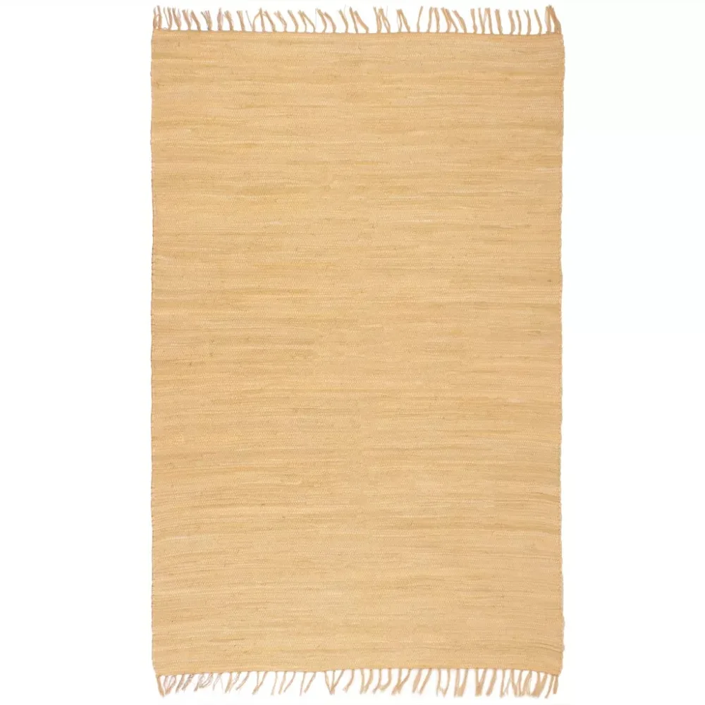 

EHOMEBUY 2019 Carpet Hand-woven Chindi Rug Cotton 80x160 cm Beige Mat Simple Non-slip Mats European and America Style Rugs