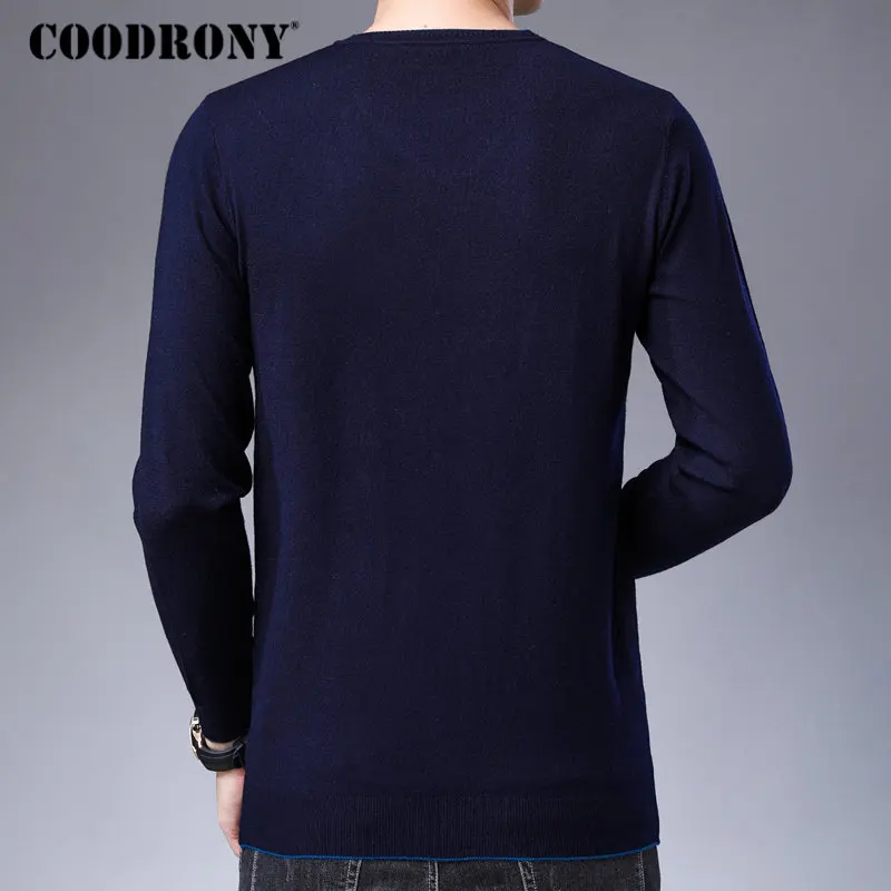 Бренд COODRONY, мужской свитер, вязанный мужской свитер, Модный повседневный пуловер с v-образным вырезом, Мужская Осенняя зимняя теплая хлопковая шерсть, Свитера 91039