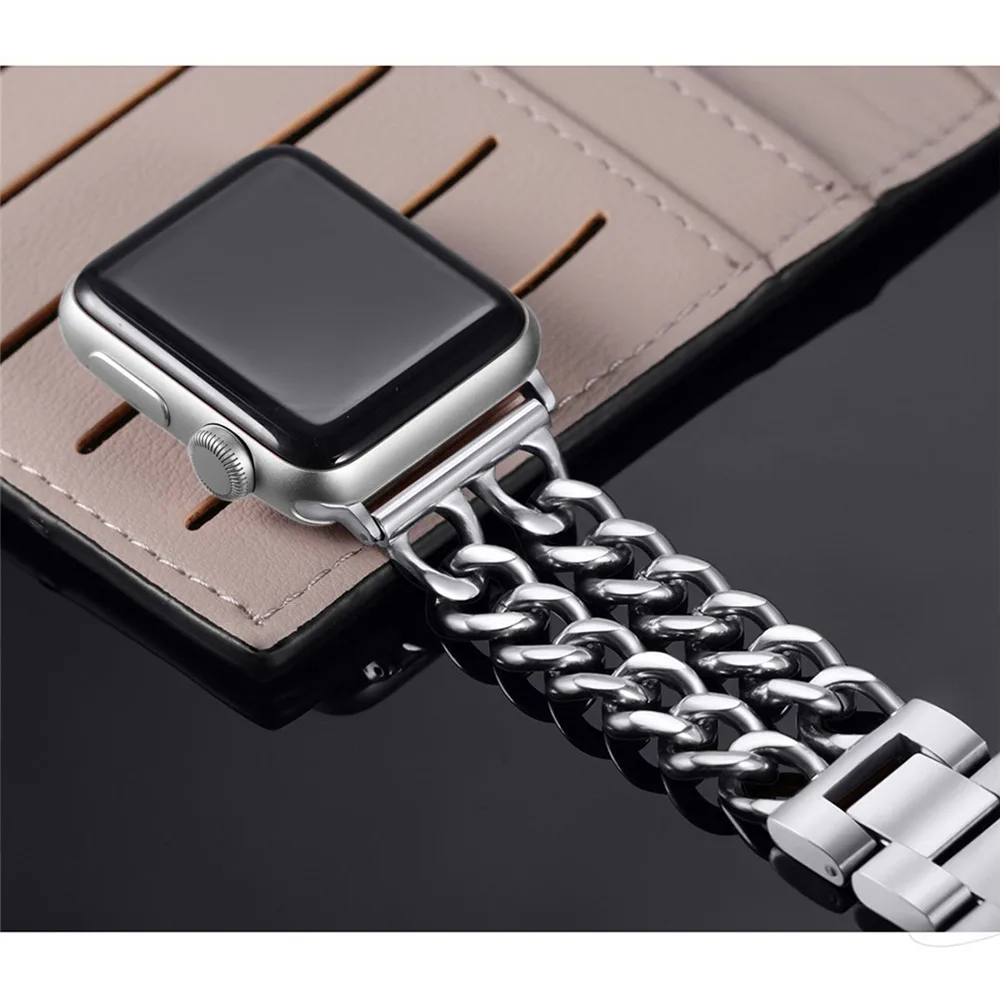 Ремешок с пряжкой для Apple Watch Band Series 6/5/4/3/2/SE стальной ковбойский звеньевой браслет