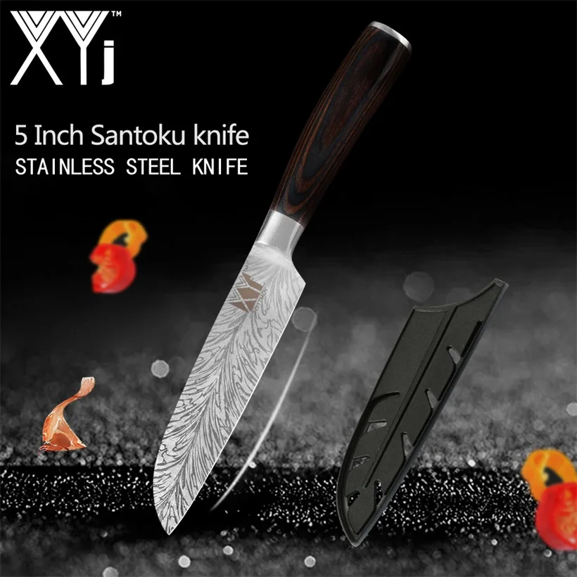 XYj набор кухонных ножей из нержавеющей стали набор ножей Бесплатный нож Чехлы оболочка кухонные принадлежности для инструментов Новое поступление - Цвет: 5 inch Santoku Knife