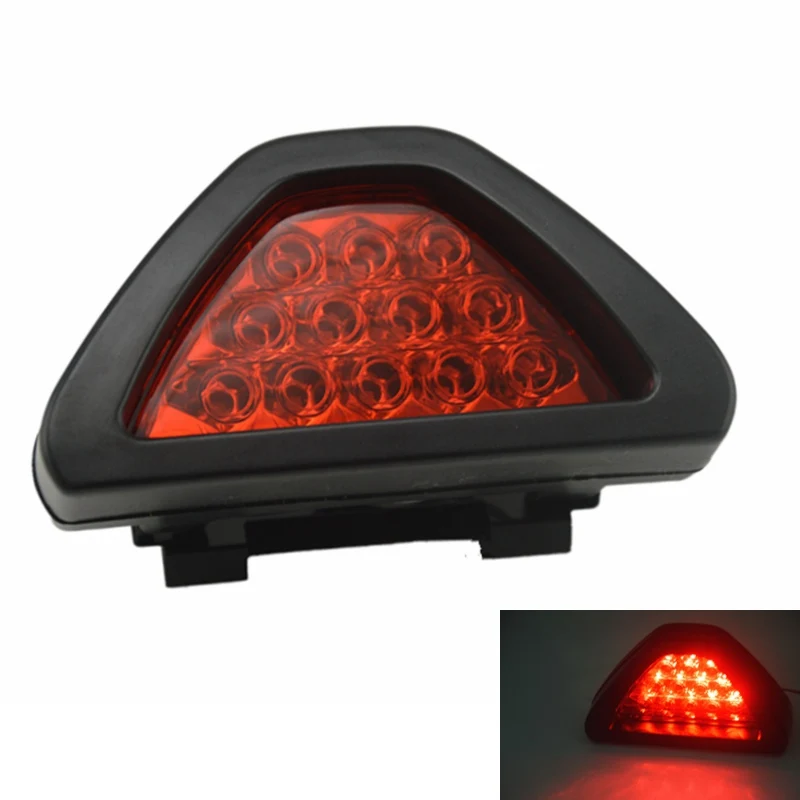 Universal F1 Style DRL Red 12LED Rear Tail Stop Fog Brake Light font b Lamp b
