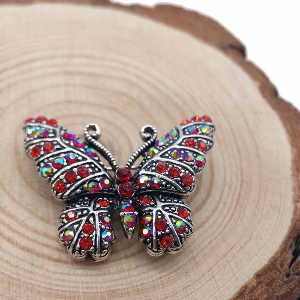 Rhinestone Butterfly Brooches Pins For Women Suit Hats Clips Shiny