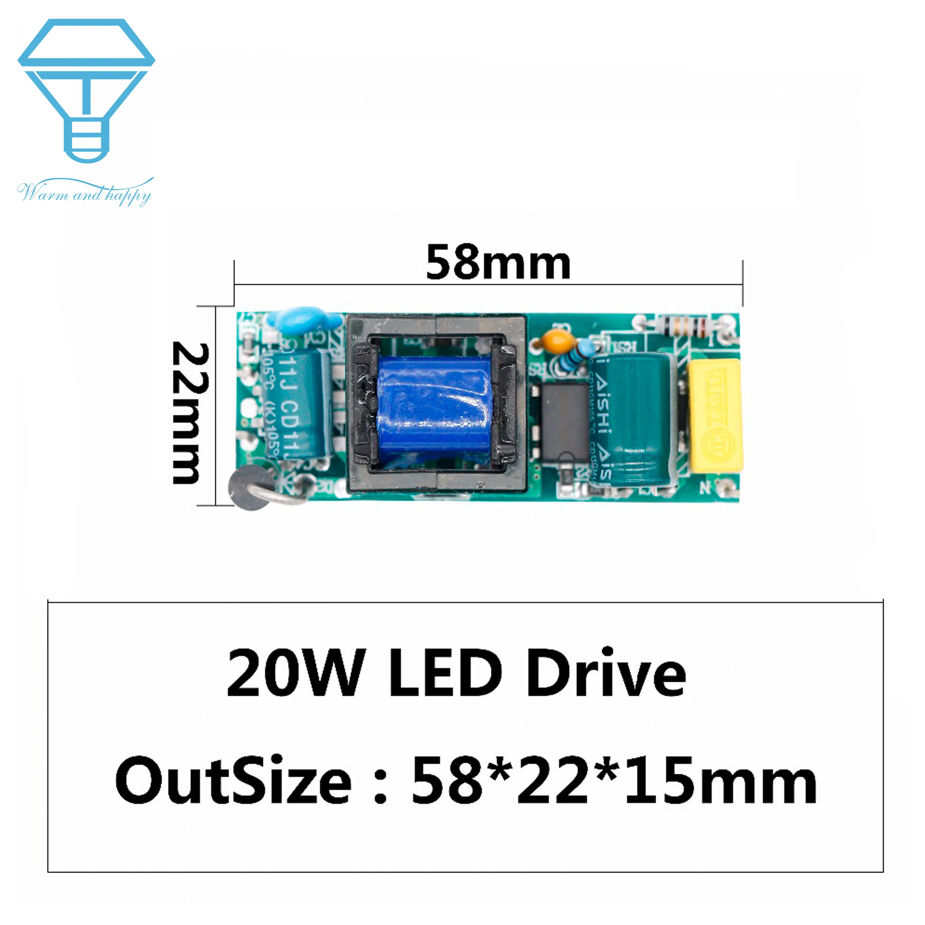 

LED Driver 20W 30W 40W 50W 85-265V Power Supply Constant Current Automatic Voltage Control Lighting Transformers For LED Lights
