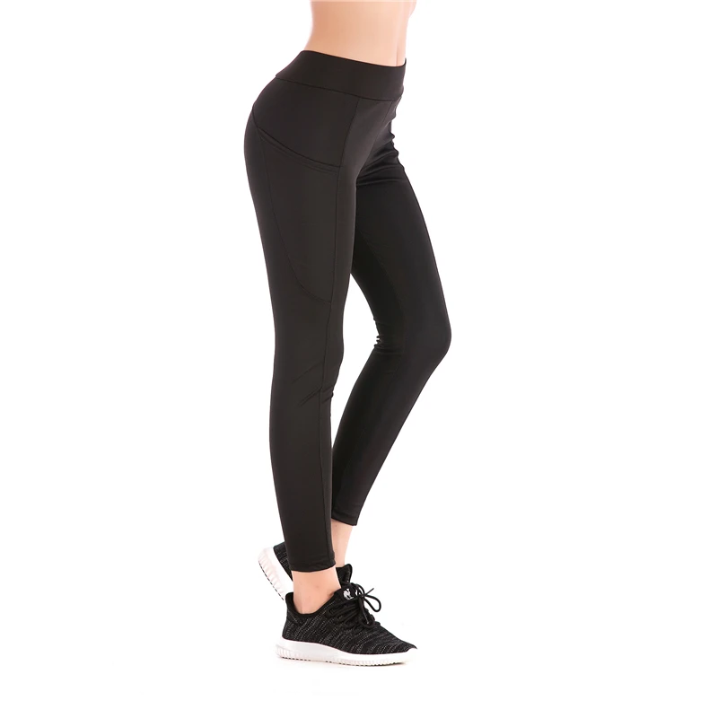Леггинсы для фитнеса с эффектом пуш-ап, женские леггинсы с высокой талией для тренировок, с карманами, лоскутные леггинсы, штаны для женщин, одежда для фитнеса - Цвет: black