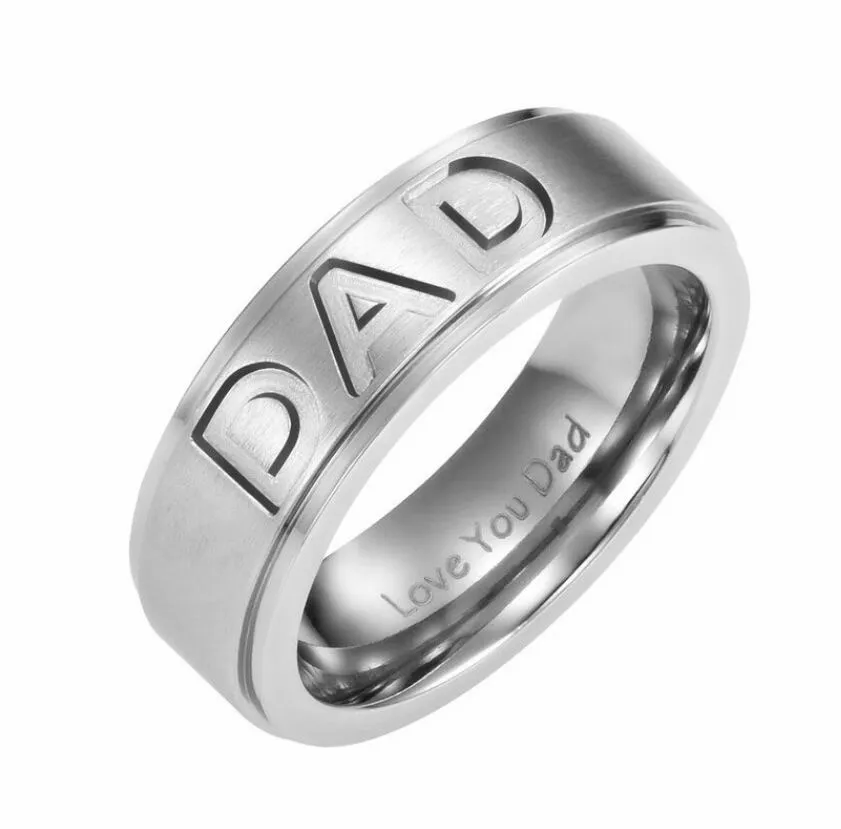 Новое поступление кольцо с надписью «Dad» из нержавеющей стали с гравировкой Love You Dad Мужские Ювелирные Кольца Лучший подарок на день отца