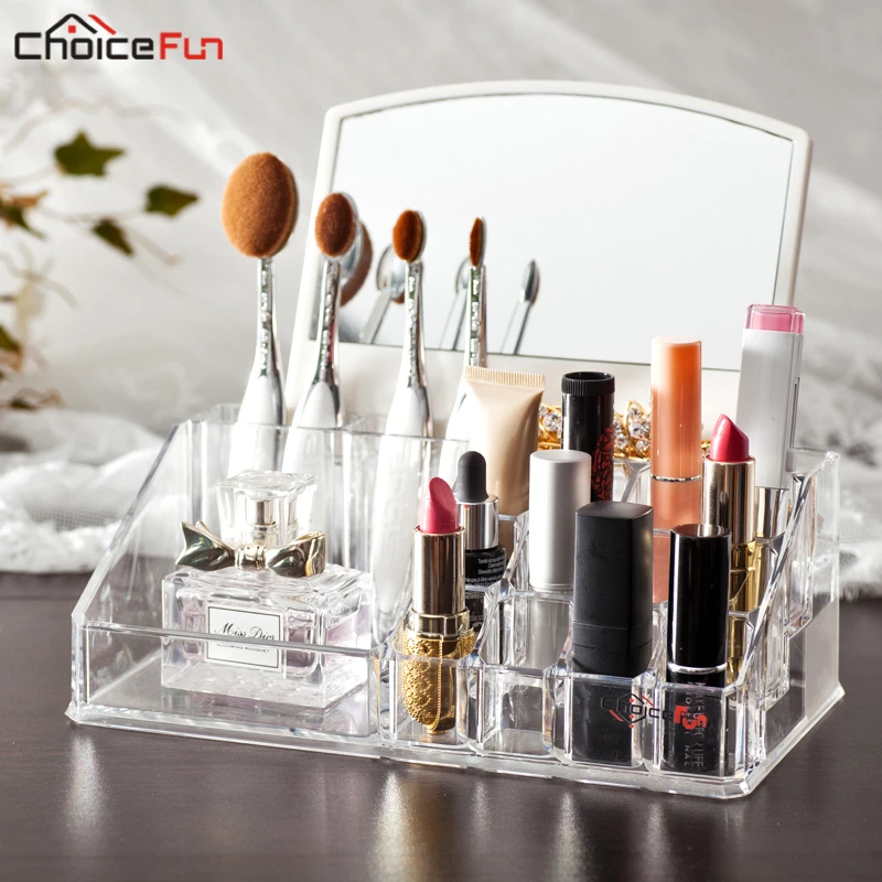  CHOICEFUN Stylish Home Clear Plastic Cosmetic Make Up Makeup Brush Storage Acrylic Lipstick Gloss S