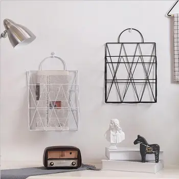 

Nordic Minimalist Iron Desktop Metal Newspaper Debris Decoration Storage Basket Hanging Storage Rack Shelf Bookshelf Bookcase
