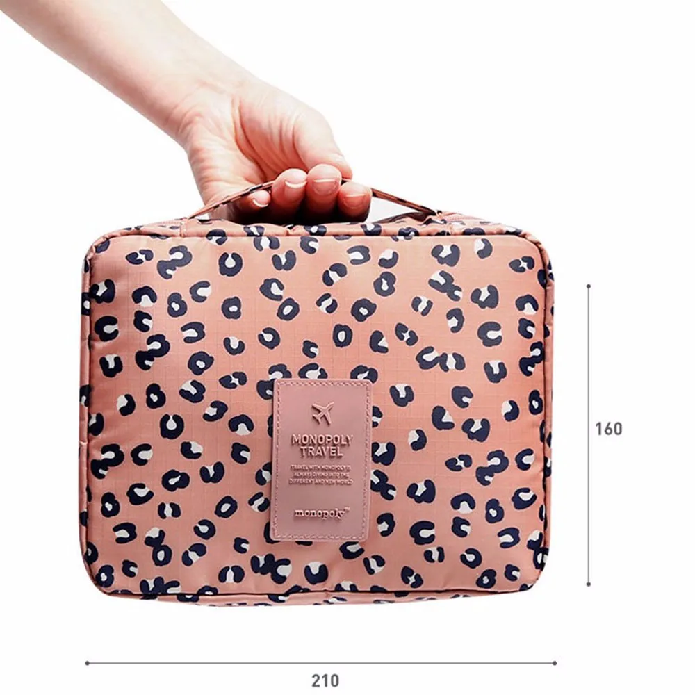 

Women Cosmetic bag Makeup Bag Case Make Up Organizer Toiletry Storage Neceser Rushed Leopard Nylon Zipper Travel Wash Pouch #D