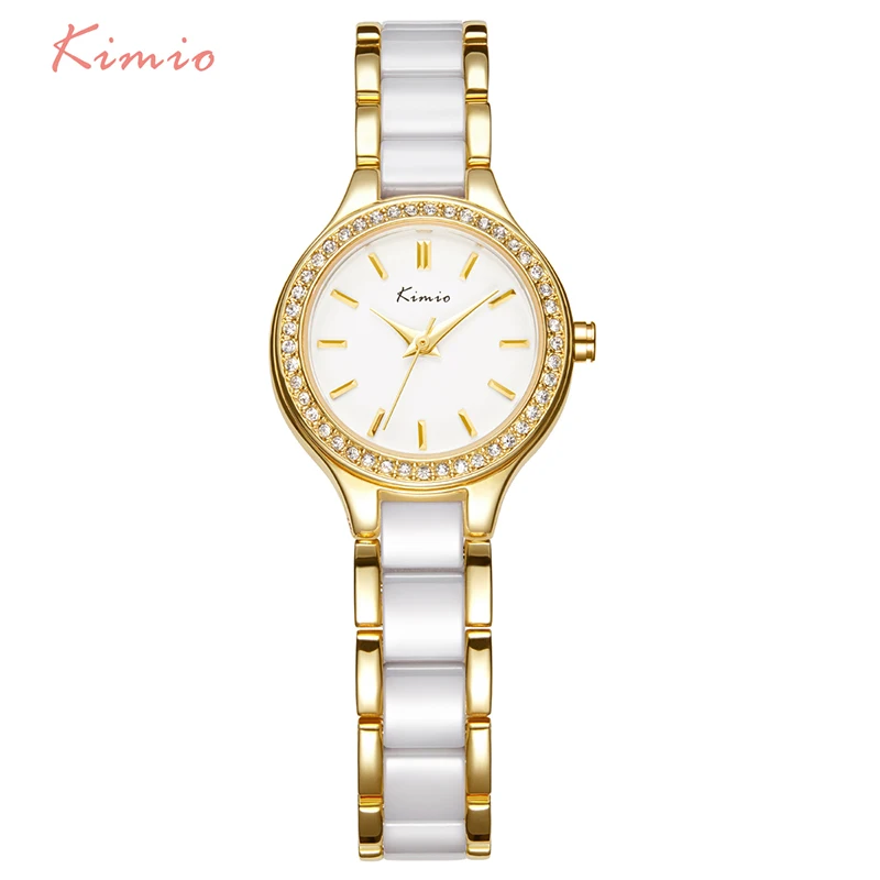 

KIMIO Brand Rhinestone Watches Women Imitation Ceramic Strap Bracelet Watch Ladies Dress Quartz Watches Reloj Mujer Montre Gift