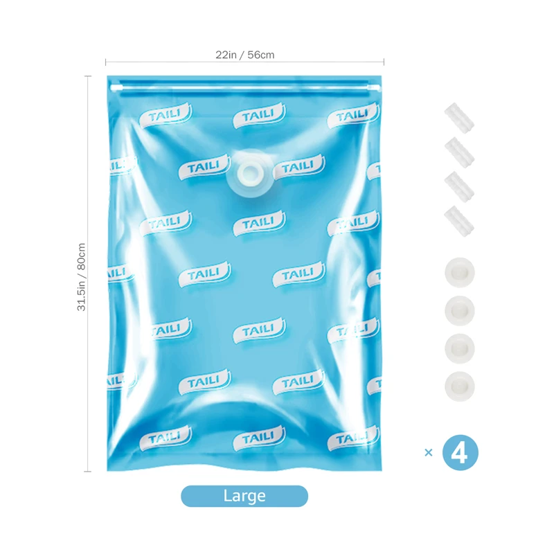 4 шт. синие вакуумные пакеты для одежды шкаф Органайзер для одежды 56*80 см большой уплотнительный мешок пластиковый компактный компрессионный мешок