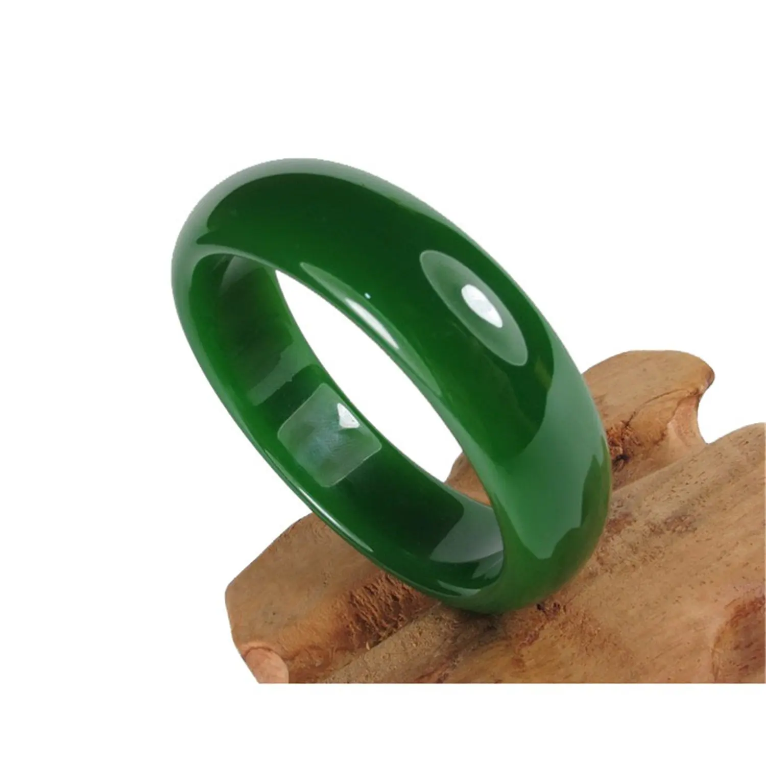 Природные ручной зеленый китайский Хотан нефрит браслет Ювелирные изделия с драгоценными камнями