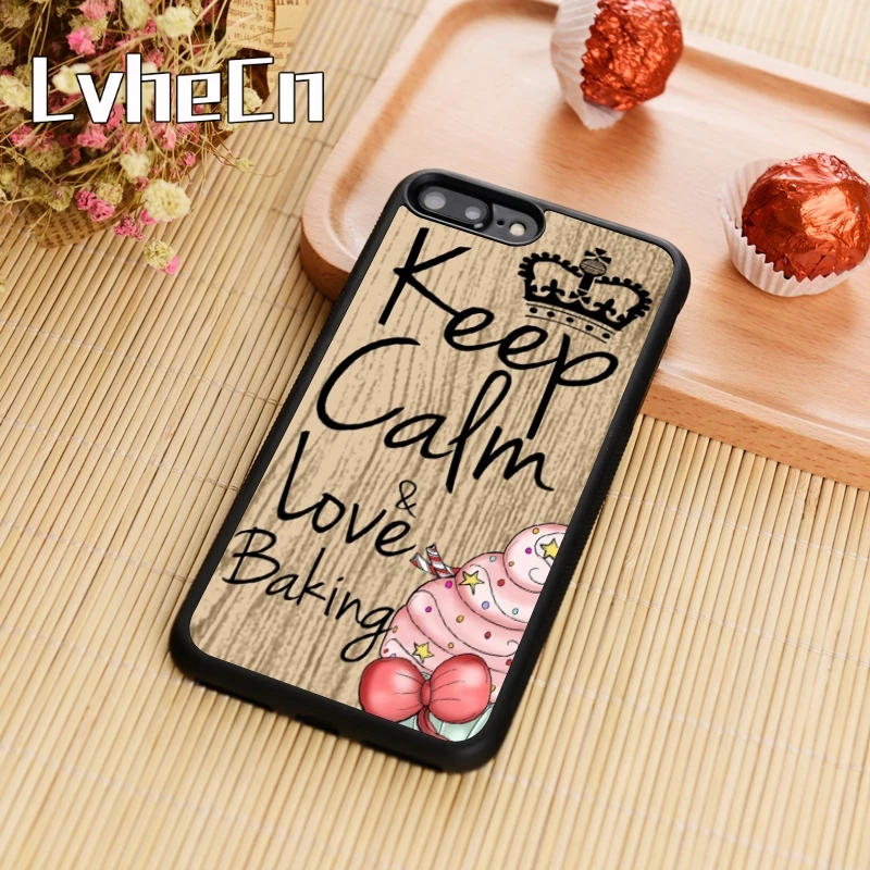 LvheCn Keep calm &amp love baking cupcake Phone Case Cover For iPhone 5 6 6s 7 8 plus 11 pro X XR XS max Samsung S7 edge S8 S9 S10 |