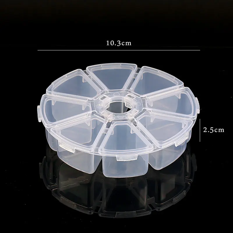 6 slots/8 slots round Compartment Plastic Storage Box for Beads earrings Adjustable Jewelry Container Transparent Box Case