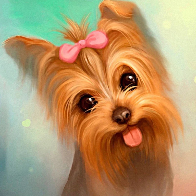 DIY Diamond Mosaic Cross Stitch Yorkshire Terrier Picture Living Room Diamond Embroidery Animal Cute Dog Handmade Wall Stickers