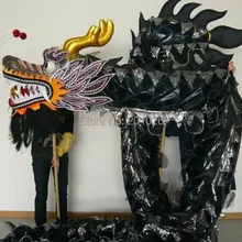 10 м Длина Размер 3 черный на теле желтый китайский дракон танец Дракон Китайский народный фестиваль праздничный костюм