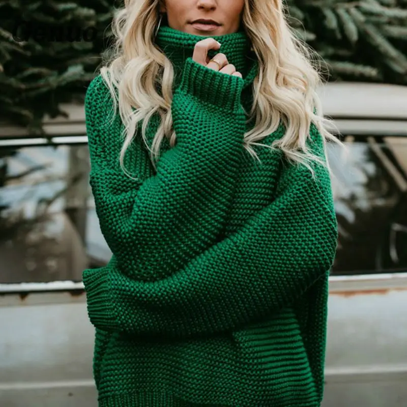 Coarse Pullover Women's Jumper Turtleneck Sweater Female Jumper Women Warm Sweater thick Winter Cable Knitted Oversized Sweater