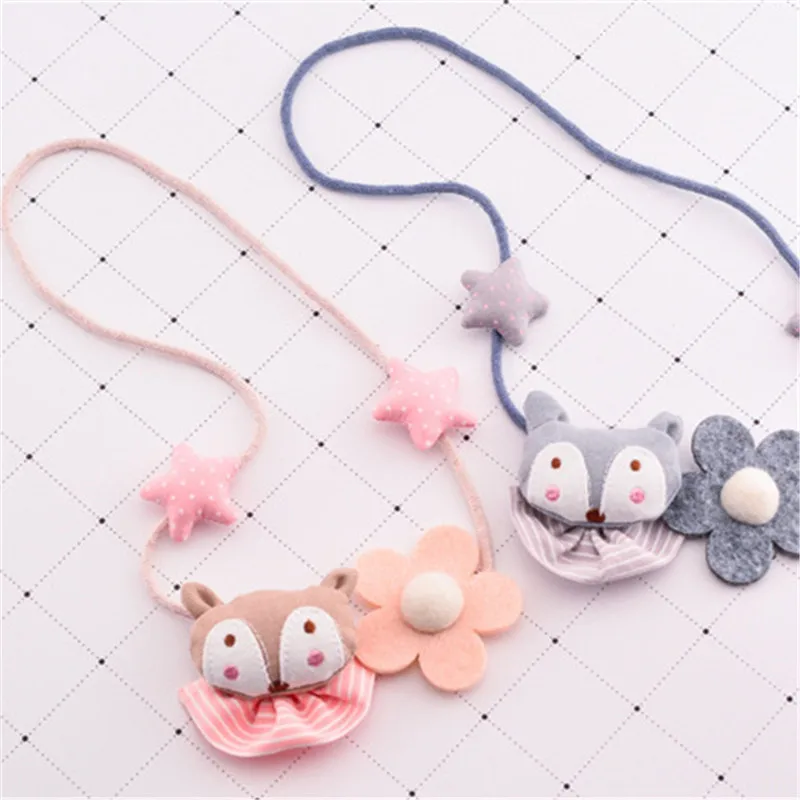 

Korea Handmade New Cute Fox Star Flower Fabric Children Necklace For Girls Kids Pendant Apparel Accessories-HZPRCGNL024F