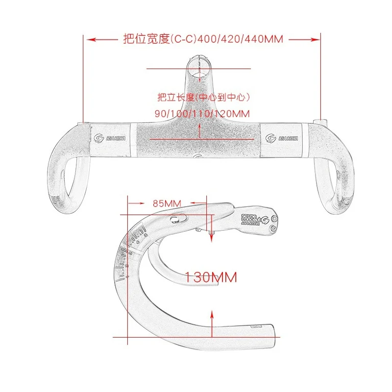 ASIACOM углерода гоночный мотоцикл встроенный в руль сломанный ветер рукоятка 400/420/440*90/100/110/120 мм велосипедный вынос руля Запчасти