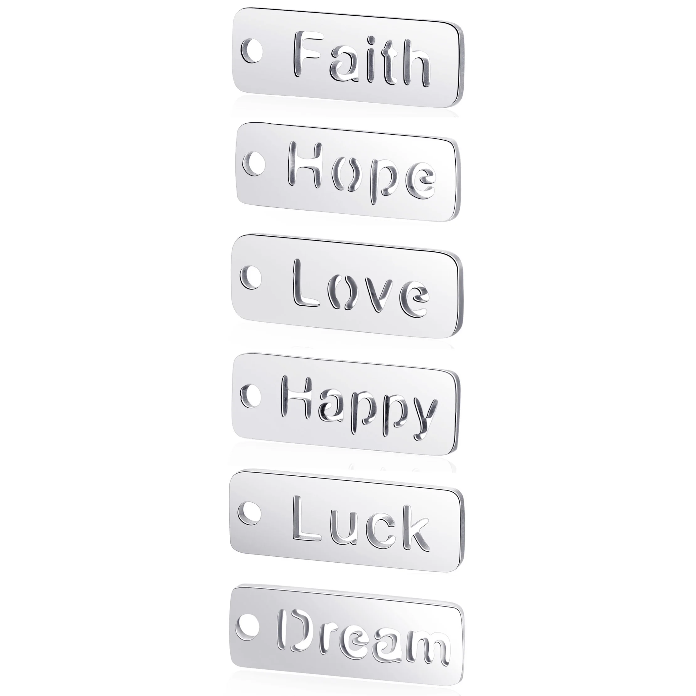 

10pcs Love Word Charms Real Stainless Steel Charm Faith Dream Pendant Charms for Fashion Handmade DIY Jewelry Making Accessories