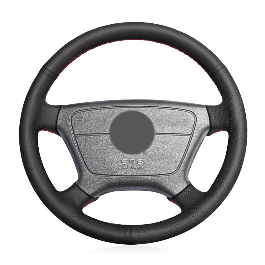 

Hand-stitched Black Artificial Leather Car Steering Wheel Cover for Mercedes-Benz W210 E-Class E200 240 280 320 1995-2002 W140