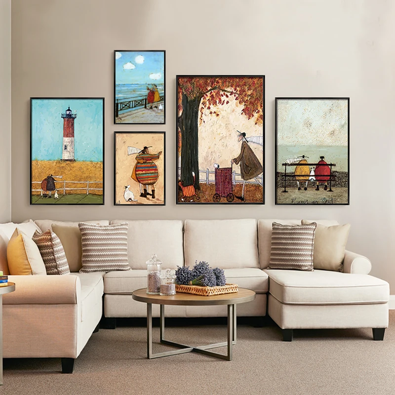 

Happy Family Abstract Love Canvas Painting Vintage Posters Prints Scandinavian Nordic Wall Art Picture For Bedroom Decoration