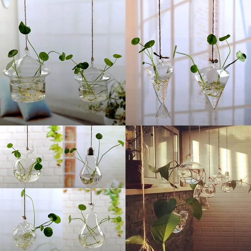 Настенная Подвесная лампа, стеклянная ваза, цветочное растение, Террариум, контейнер для домашнего декора