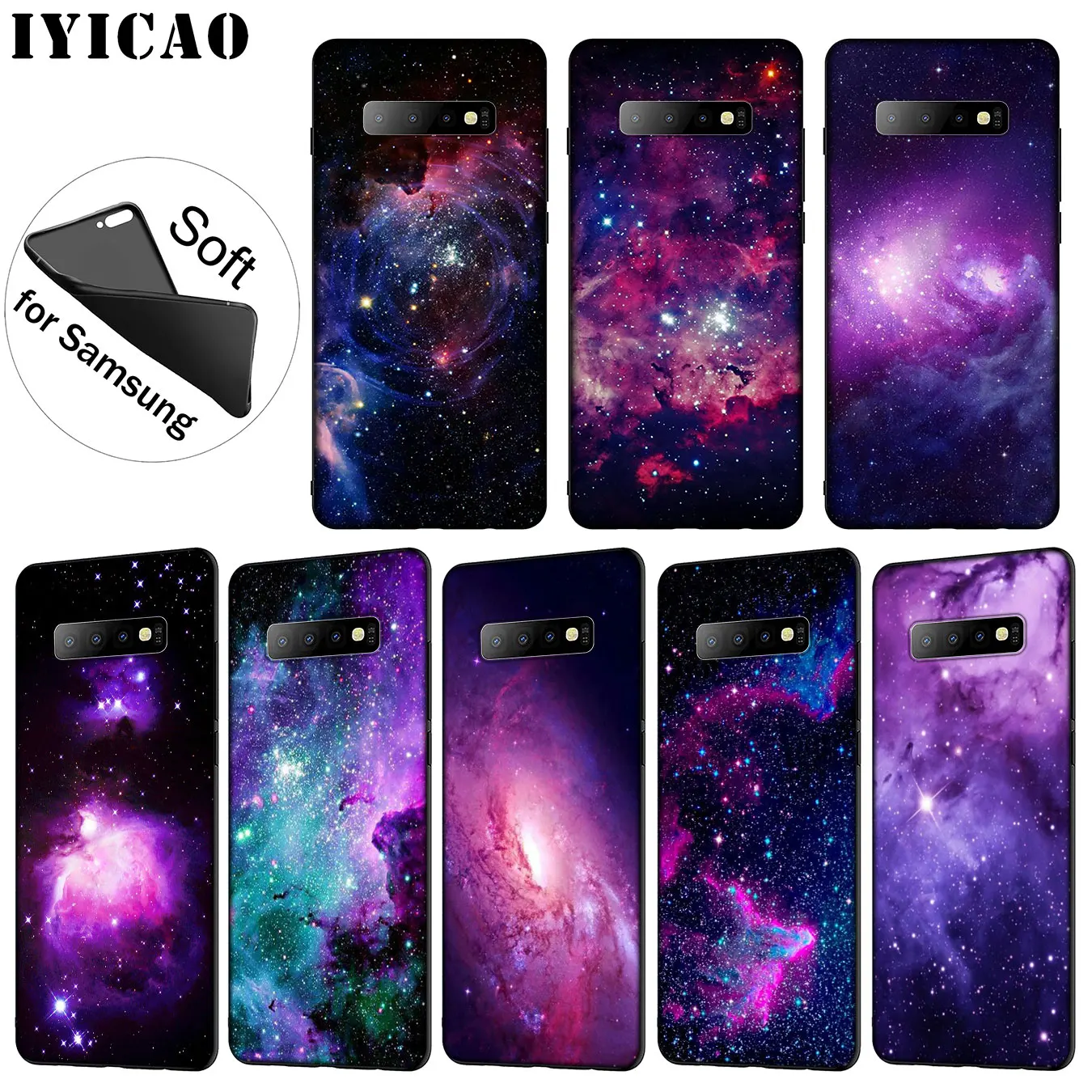 IYICAO Purple Space Star Soft Silicone Phone Case for Samsung Galaxy S20 Ultra S10 Lite S9 S8 Plus S6 S7 Edge S10e Cover |