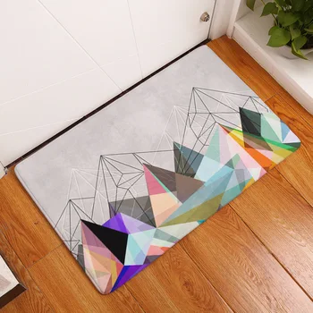

40x60or50x80cm Flannel Soft Non-slip Doormat Carpets Colorful Geometry Print Mats Floor Kitchen Bathroom Rugs