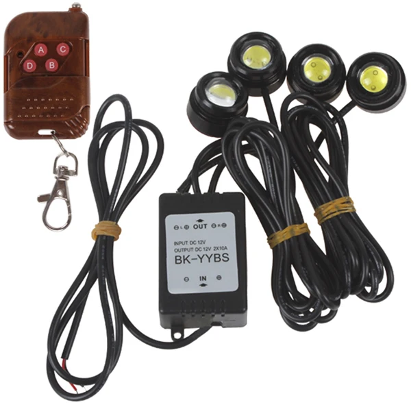 

One to Four 4 x 1.5W Strobe Flash Eagle Eye LEDs Car Light with Wireless Remote