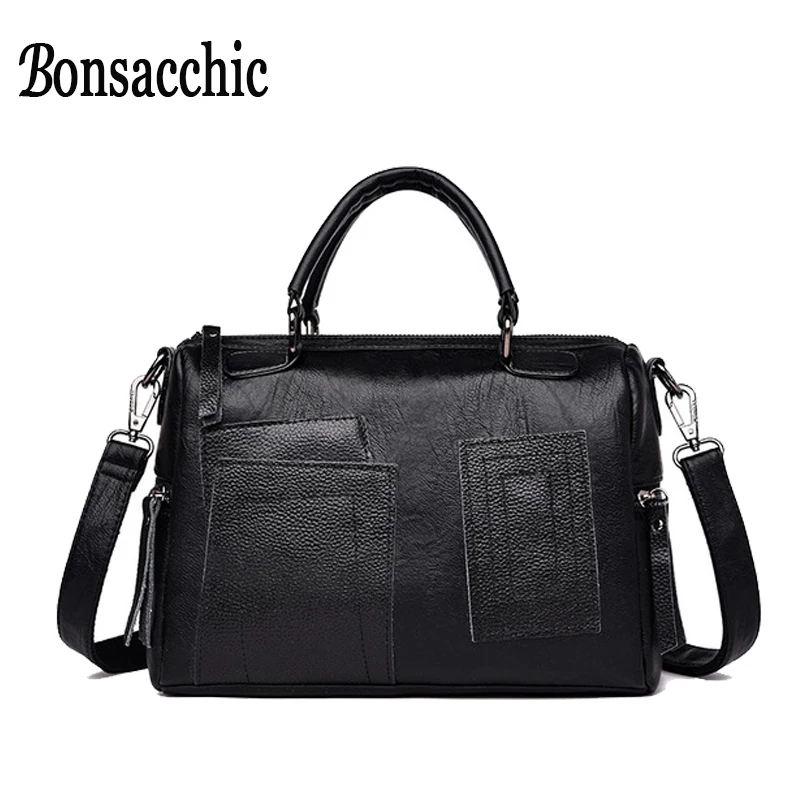 Women Handbags High Quality Black Leather Tote Bags Designer Casual Tote Shoulder Bags Female Satchel Crossbody Bags for Women