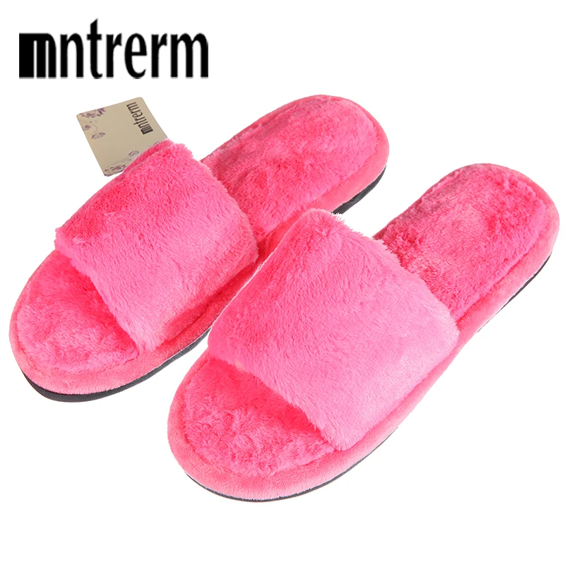 

Mntrerm New Women Wood Floor Non Slip Home Slippers Soft Bottom Slippers Indoor Warm Plush Men Slippers Large Size Couple Shoes