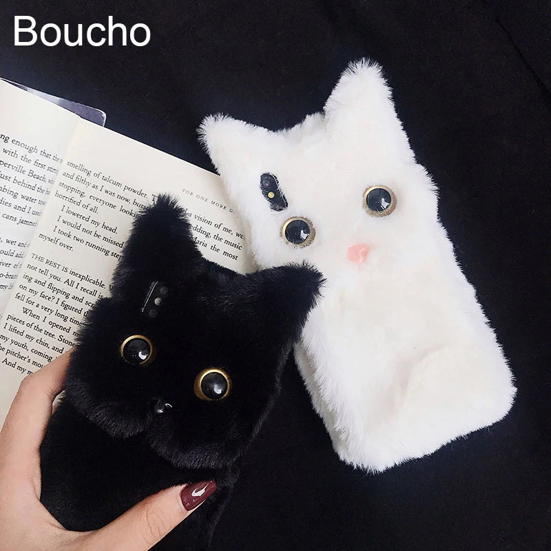 Boucho чехол для iPhone XS Max X XR случаях 3D Кот Пушистый для iPhone X теплый чехол для iPhone 6 6S 7 8 плюс Чехол для телефона