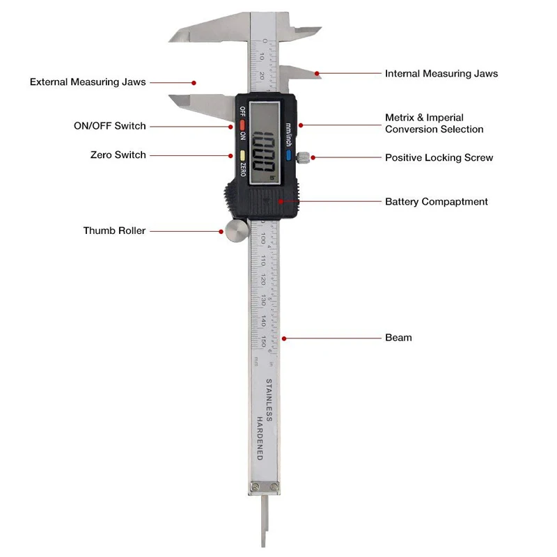 0-150mm Electronic Digital Vernier Caliper 03